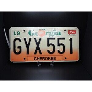 1995 GEORGIA EMBOSSED PEACH LICENSE PLATE GYX 551 GA 95 CHEROKEE COUNTY